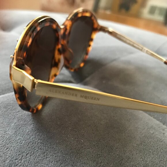 Alexander McQueen 4241/S Havana Cat Eye Sunglasses Tortoise Frames w/ Studs - Picture 8 of 12